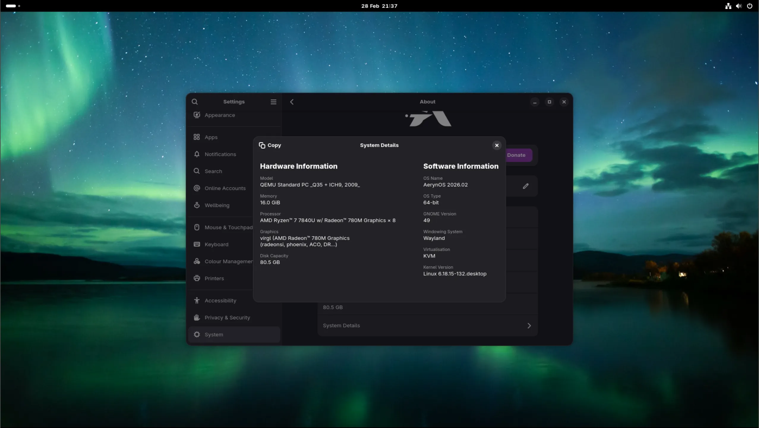 AerynOS GNOME Desktop