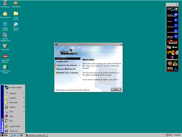 Windows 98 desktop
